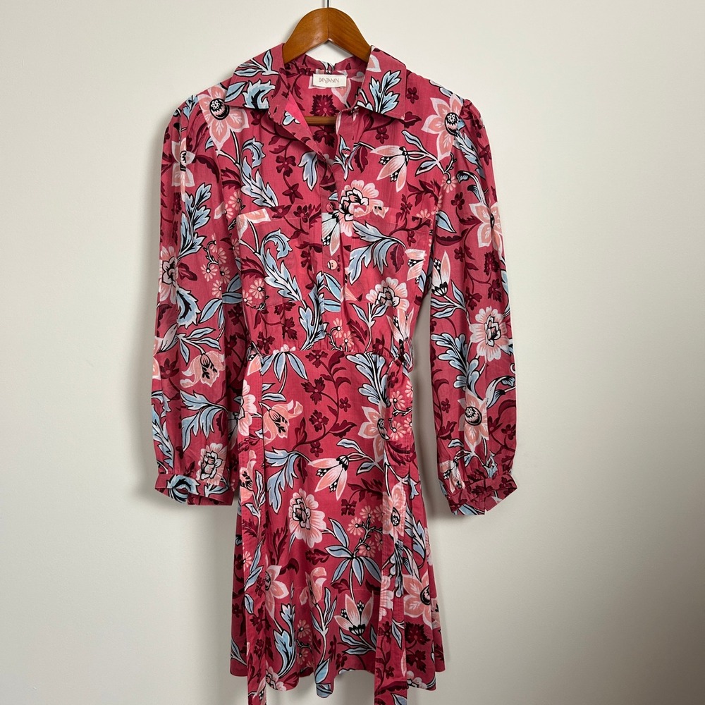 Banjanan Barbara Dress Elisabetta‎ Vine Rose Floral Shirt Dress M